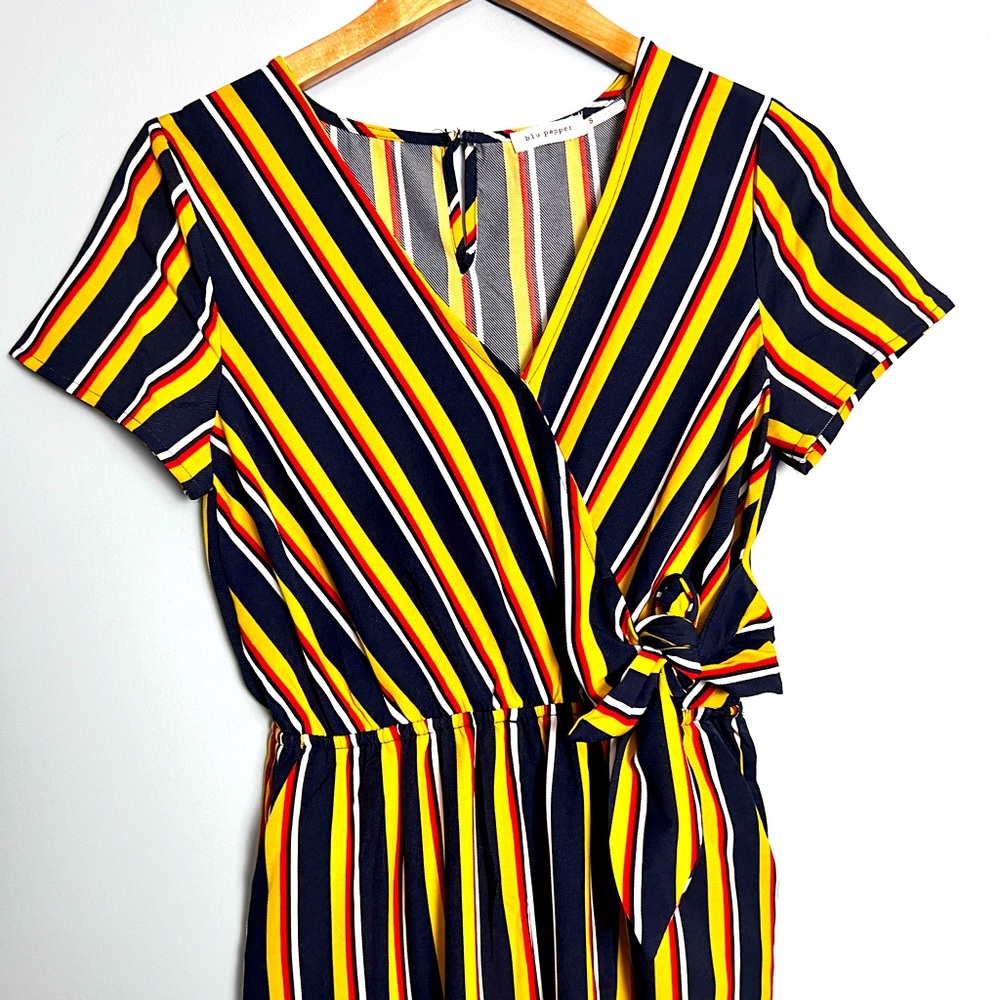 Blu Papper Jumpsuit with stripes size S  short sleeve multicolor